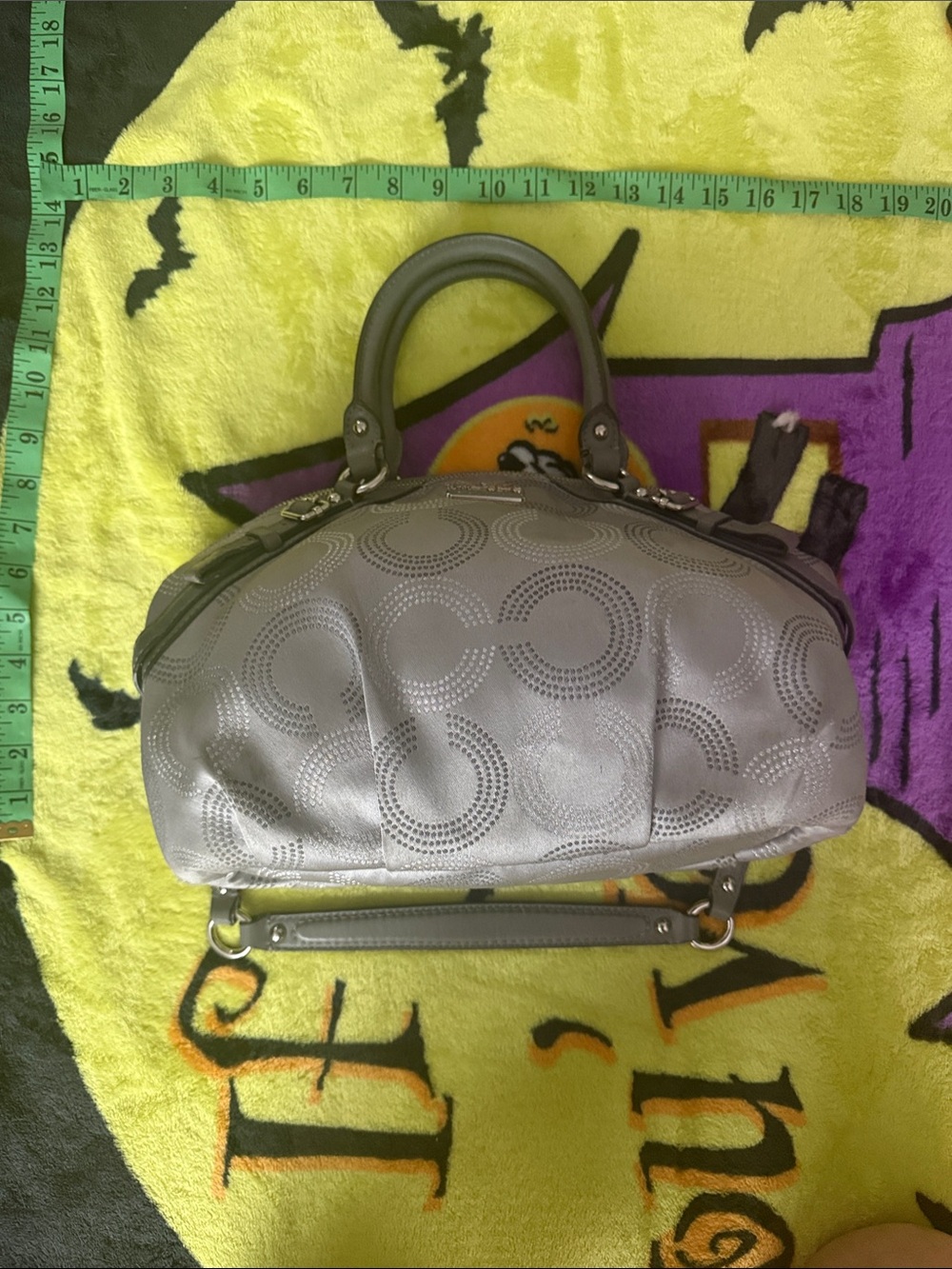 Coach Gray Perforated Leather Dome Satchel